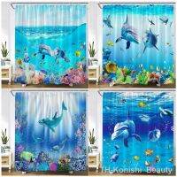 【hot】❧✌№  Shower Curtains Animals Sea Turtle Coral Underwater Scenery Fabric Children Set