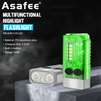 Asafee V10 Fluorescence 1000LM EDC Mini Flashlight IPX4 Waterproof 100M Range Type-c USB Rechargeable 5 Mode Blue Green Red 365 UV Light Torch Magnetic Suction Keychain Lamp