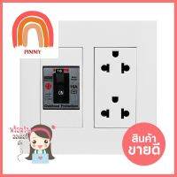 ชุดเต้ารับคู่ 3 ขา พร้อมเซฟตี้เบรคเกอร์ HACO DECO 16 แอมป์ สีขาว3-PRONG DOUBLE SOCKET WITH SAFETY BREAKER HACO DECO 16A WHITE **สินค้าแนะนำ**