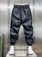 Trendy Motorcycle Leather Pants Mens Hip Hop Harem Loose Trousers Outdoor Jogger Sweatpants Luxury Brand High Quality Clothing