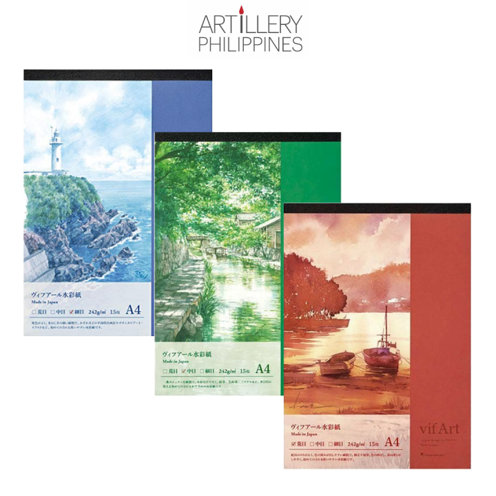 Vif Art Maruman Watercolor Paper Sketch Pad A4 242Gsm Smooth, Medium, Rough  | Lazada PH