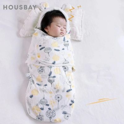 ถุงออกแบบผ้าอ้อมป้องกันคอเด็กผ้าห่อตัวทารกแรกเกิด0-6เดือนถุงนอนน่ารักและหูหมี