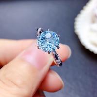 สีฟ้า: ตัดพลุแบบธรรมชาติแหวนเงินประดับทับทิมแหวนปรับขนาดได้ Seiko 2กะรัต