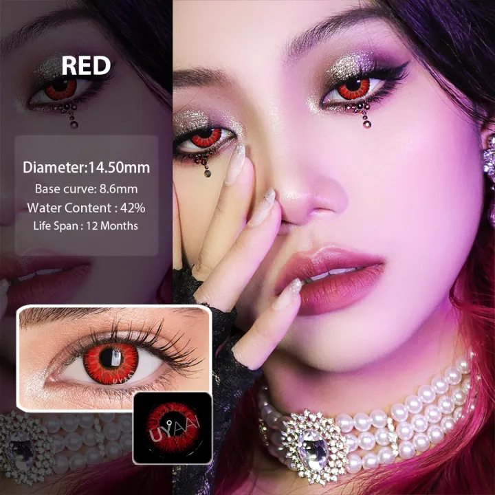 UYAAI Yearly use soft contact lens 1pair  Anime Halloween Series  Cosplay Color Contact Lenses Multicolored Lenses Eye Contacts Christmas  Makeup | Lazada PH