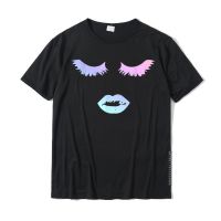 Rainbow Pastel Make Up Eyelash And Lips T-Shirt Cotton Male Tees Unique Tshirts Casual