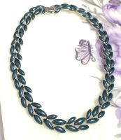 สร้อยคอเคลือบ ENAMEL NECKLACE. Beautiful grey enamel. Smart necklace . 17 inch