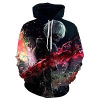 1 Tokyo Ghoul Hoodies 3D ดีไซน์ใหม่ผู้ชายฮูดดี้และเสื้อออกกำลังกายฮิปฮอปโตเกียวปอบอะนิเมะ Hoodies ผู้ชายสบายๆสีดำตลก