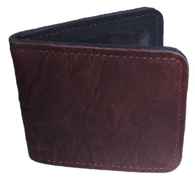 Nice gift Cowhide Leather กระเป๋าสตางค์ แบบ 2 พับ แบบหนังย่นสวยเก๋สะดุดตาหนังนิ่ม นุ่มมือ สีน้ำตาลเข้ม
