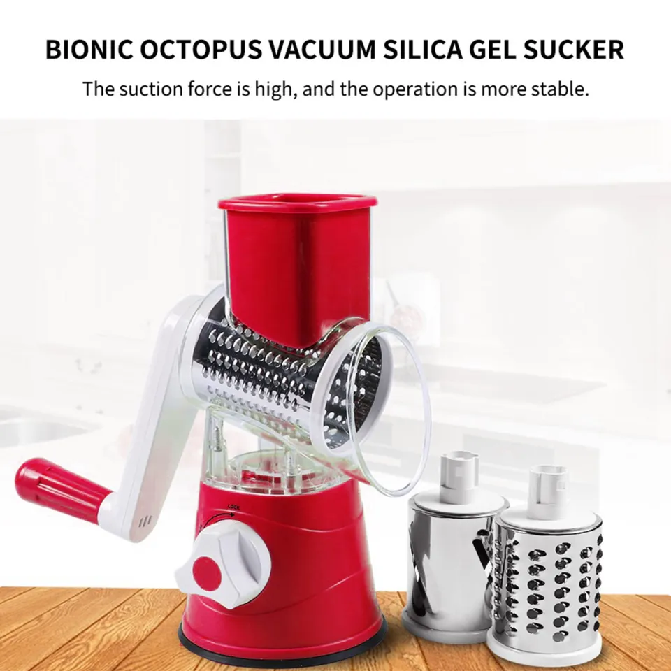 Manual Speedy Rotared Vegetable Fruit Cheese Nut Slicer Cutter Shredder  Grinder With 3 Interchangeable Round Stainless Steel Blades 