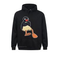 Angry Pingu Hoodies Men Pure Cotton Awesome Pullover Hoodie Round Collar Penguin Meme Funny Cartoon Tees Harajuku Gift Size XS-4XL