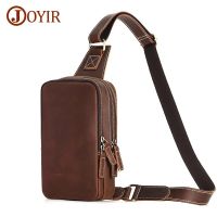 ✻  Leather Mens Shoulder Male  Crossbody Chest Men Pack Mens Sling Daypack