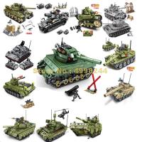 ทหาร Ww2 04 86 T-34 59 Tiger Germany IV 85 Vt-4 Ft17 M4 sherman หลัก Battle TANK Building Blocks ของเล่น