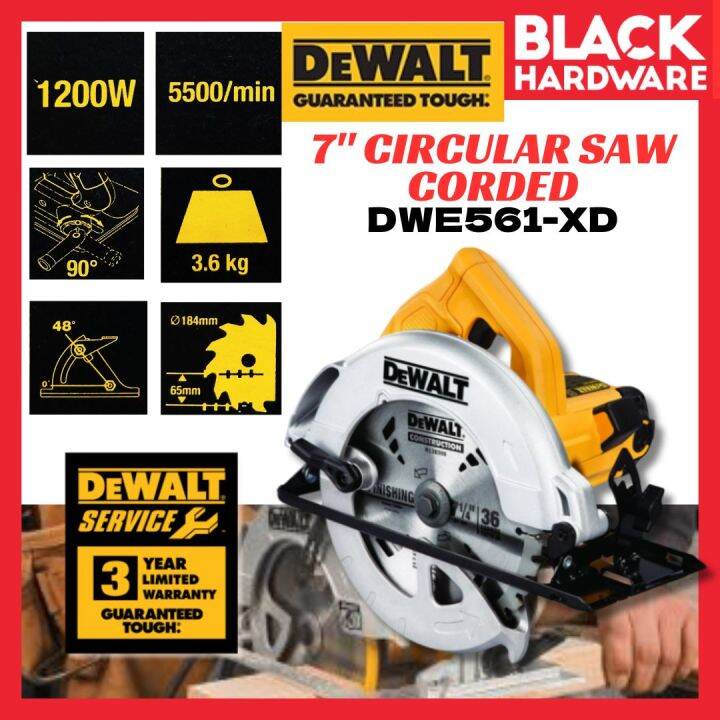 Black Hardware DEWALT Circular Saw Machine Wood Cutter Machine Mesin