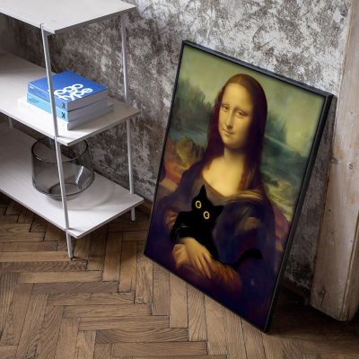 โปสเตอร์ผ้าใบภาพวาดสีน้ำมันหลากสีย้อนยุครูปแมวดำสนุกสนาน80S สำหรับห้องนั่งเล่น0719-C1ของขวัญภาพศิลปะตกแต่งผนังบ้านสวยงาม (1ชิ้น)