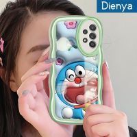 Dienya เคสปลอกสำหรับ Samsung กาแลคซี A52s 5G A52 4G A52 5GCase ลายการ์ตูน3D ดอกไม้ด้วยกันกระแทกแบบใสลายคลื่นโดราเอมอนนิ่มเคสมือถือโปร่งใสลายกล้องถ่ายรูปที่สร้างสรรค์เคสป้องกันซิลิกาเจล