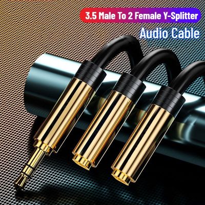 0.3M 3.5mm AUX Audio Cable Male To 2female 1 Split 2 Cables for Cellphone Ipad Laptop Computer Connect Headset Headphone Speaker