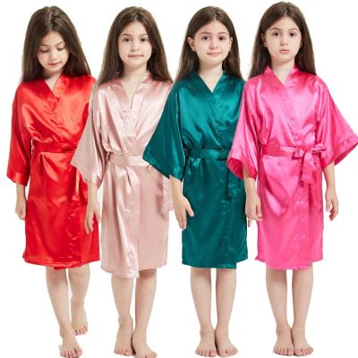 [Xiaoli clothing] 3-13Y ชุดคลุมสำหรับเด็กผู้ชายผ้าไหมผ้าซาตินสีชมพูเสื้อคลุมอาบน้ำสำหรับเด็กหญิงชุดนอนฤดูXiaoli clothingเด็กชุดกิโมโน39; S ผ้าคลุมอาบน้ำงานแต่งงานสปาปาร์ตี้วันเกิด