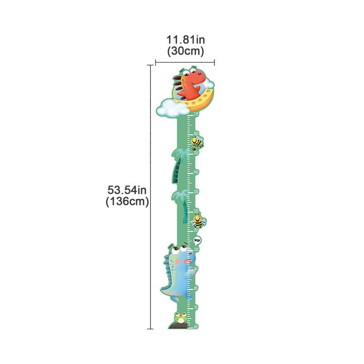 สติกเกอร์กำแพงวัดความสูงรูปสัตว์การ์ตูนช้างการตกแต่งบ้านไม้บรรทัดแบบทำมือแผนภูมิตกแต่งสำหรับเด็กรูปลอกห้องเนอร์สเซอรี่โรงเรียน