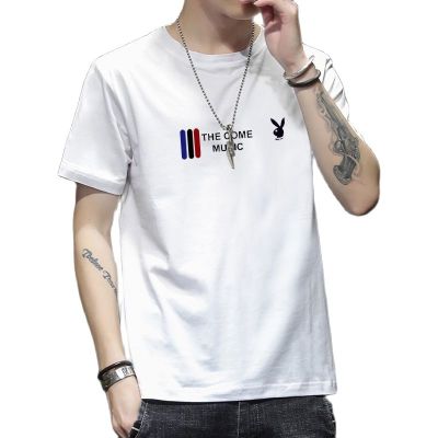 PLAYBOY เสื้อยืดแขนสั้นผู้ชาย,เสื้อยืดแฟชั่นฤดูร้อนอเนกประสงค์