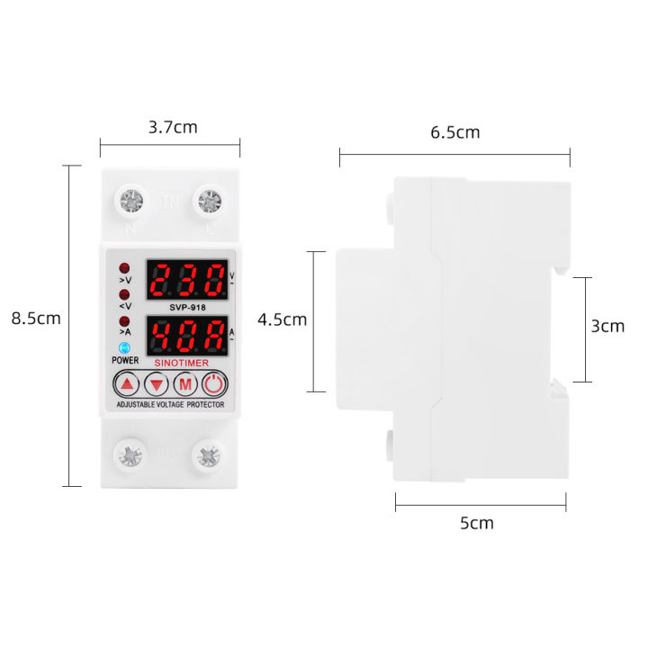 new-chukche-trading-shop-40a-230v-ac-ปรับได้เหนือภายใต้แรงดันไฟฟ้าเครื่องปกป้องป้องกันอุปกรณ์จำกัดปัจจุบันโวลต์มิเตอร์แอมมิเตอร์ราง-din