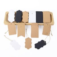 100Pcs Multiple Styles Blank Kraft Paper Label With 20m Rope Kraft Paper Price Tags Gift Label Wedding Party Paper Hanging Tag Labels