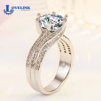แหวนหมั้นสำหรับผู้หญิงแหวนแต่งงานความชัดเจนเพชรตัดทรงกลมแหวนในแผ่นเงินสเตอริงก์