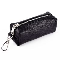 ☋∋ Genuine Leather Car Key Cover Keychain Housekeeper Bag Zipper Organizer Case EDC Pouch Key Holder Wallet Men Women