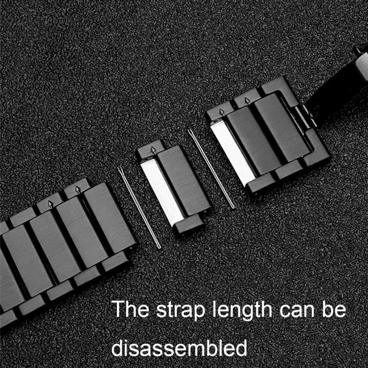 20มม-สำหรับ-samsung-สมาร์ทวอท์ชเหล็กลูกปัดเดียวตัวล็อกแบบผีเสื้อสายนาฬิกาข้อมือ-สีดำ