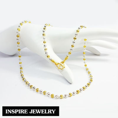 Inspire Jewelry ,สร้อยคอเม็ดอิตาลี 2 กษัตริย์ ตัดเหลี่ยม 24 นิ้ว (ขนาดเม็ด 5 มิล) สวยหรู คงทน งานคุณภาพ