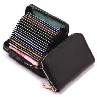 【CW】♀  Business Card Holder Wallet Women/men Gray Bank/ID/Credit 20 Bits Leather Protects Coin Purse