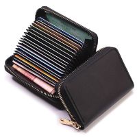 【CC】 Business Card Holder Wallet Women/men Gray Bank/ID/Credit 20 Bits Leather Protects Coin Purse