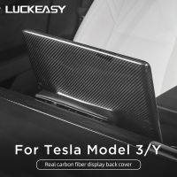 LUCKEASY For Tesla Model 3 Model Y 2017-2023 Car Central Control Screen Back Cover Real Carbon Fiber Interior Accessories Model3