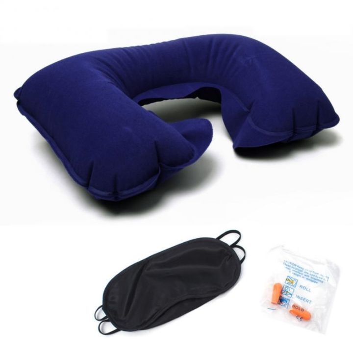 3pcs-1set-inflatable-flocking-u-shaped-pillow-earplugs-neck-support-eyes-patch