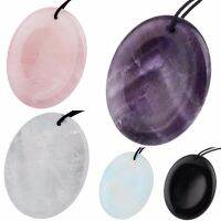 SUNYIK Natural Worry StoneOval Palm Stone PendantHealing Reiki Crystal