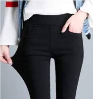 &amp;lt;พร้อมส่ง&amp;gt; กางเกงขายาวผ้าเกาหลี เอวสูง กระเป๋า 2ข้าง กางเกงสกินนี่ผ้ายืดเกาหลี กางเกงสีดำ กางเกงขายาว