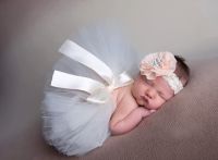 NEW Princess Baby Tutu with Matching Flower Headband Set Newborn Photography Props Little Girl bebe Tutu tulle Skirt 0-1M OR 3-4  by Hs2023