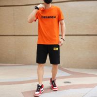 【July hot】 2022 summer short-sleeved suit new casual handsome sports mens T-shirt trendy brand set