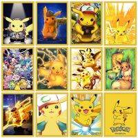 【LZ】۞  Papel Pokémon japonês Pikachu Cartaz para Wall Art Pintura em tela Periféricos Anime Kawaii Pictures Decoração do Quarto Infantil Presente