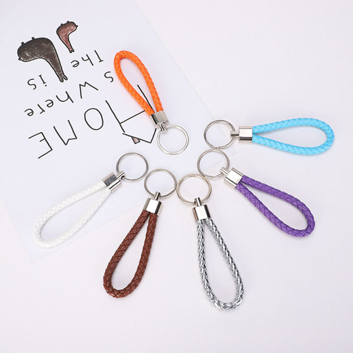 ruyifang-พวงกุญแจรถเชือกหนังทำมือพวงกุญแจกระเป๋าจี้อุปกรณ์เสริม