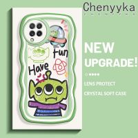 Chenyyka เคสสำหรับ Samsung Galaxy A22 4G A22 5G M22 เคสลายมนุษย์ต่างดาวที่น่ารักสีสันสดใสลายคลื่นครีมกันกระแทกแบบใสนิ่ม เคสมือถือ งใสลายกล้องถ่ายรูปสร้างสรรค์ เคสป้องกันซิลิโคนเรียบง่าย