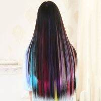 ผู้หญิงคลิป Multicolor LongStraightSynthetic บนวิกผมชิ้น Cosplay