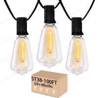 geegostudio 100FT Outdoor LED String Lights - 54 Waterproof Bulbs, 4 Spare - Perfect for Backyard, Garden &amp; Porch!