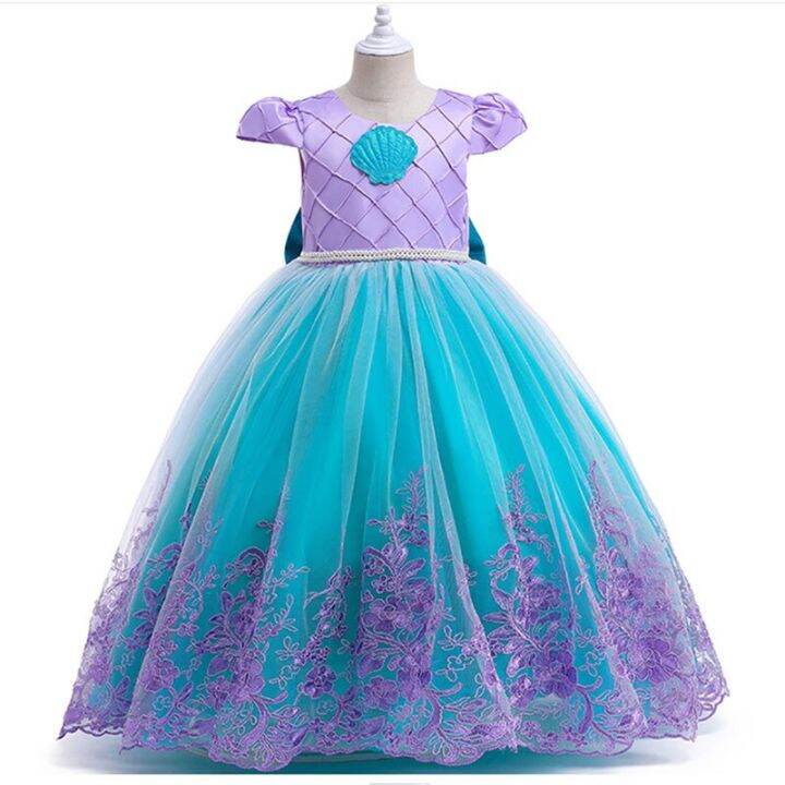 disney-new-girl-ariel-mermaid-princess-dress-embroidery-clothes-children-luxury-vestidos-party-dresses-halloween-cosplay-costume