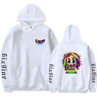 เสื้อกันหนาวมีฮู้ด6IX9INE สีขาวของผู้ชาย2ชิ้นเสื้อสวมหัวเด็กหญิงเด็กชายฮิปฮอปลำลองมีฮู้ดแขนยาวแฟชั่นสำหรับผู้หญิง