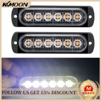 【MotorrTop】2ชิ้น12-24โวลต์ LED S Trobe ไฟเตือนฉุกเฉินกระพริบไฟเตือนแถบแสงสำหรับรถยนต์รถบรรทุกรถตู้รถ ATV SUV เรือยอชท์ยานพาหนะ