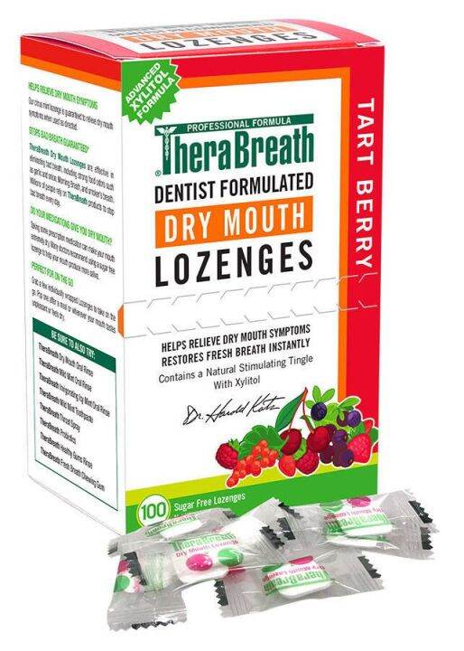 TheraBreath Dentist Recommended Dry Mouth Lozenges Sugar Free Tart ...