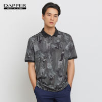 DAPPER เสื้อโปโล Modern Camo Print สีดำ