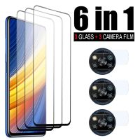 6 in 1 Tempered Glass For Poco X3NFC X3 Pro X3 GT F2 F3 Screen Protector Full Cover Glass Camera Lens Film For Poco X3 Pro Glass