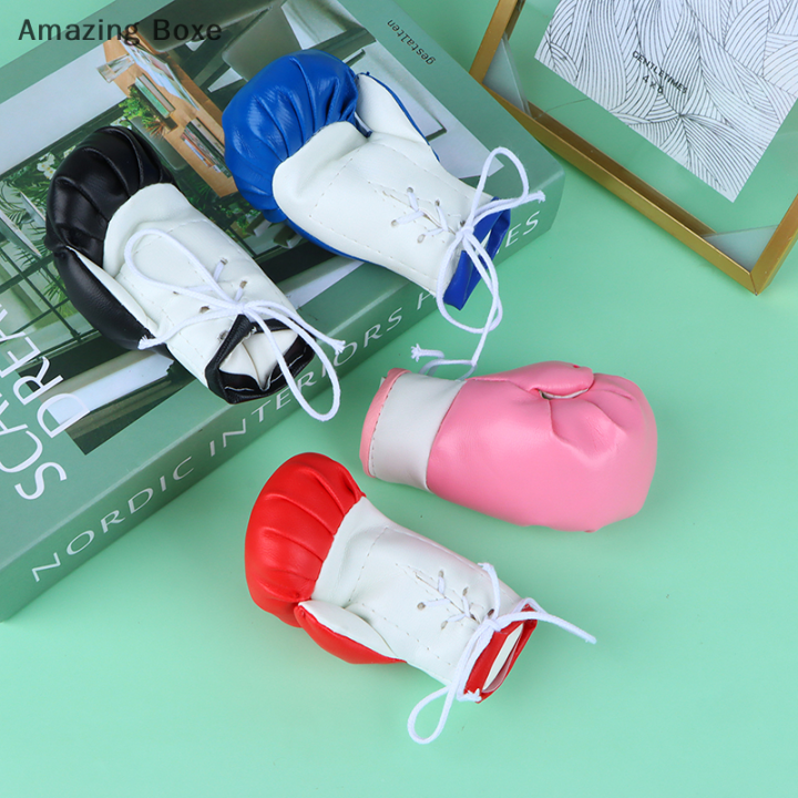 amazing-boxe-อุปกรณ์ตกแต่งภายในรถพวงกุญแจตกแต่งความเย็นสำหรับนักมวย10cm-ถุงมือมวยห้อยจี้หนังกระจก