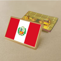 Peruvian flag pin 2.5*1.5cm zinc alloy die-cast PVC colour coated gold rectangular medallion badge without added resin